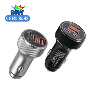 Hnt มินิ USB ชาร์จในรถได้อย่างรวดเร็ว USB 90W 4พอร์ตชนิด C PD & QC พอร์ตคู่ชาร์จโทรศัพท์ได้อย่างรวดเร็วปลอกโลหะอะแดปเตอร์ซ็อกเก็ตรถ ODM - Product Image 1