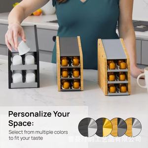 Soporte de madera negro para cápsulas de café, soporte para vasos de papel, estante de almacenamiento para tiendas de café y té con leche, estante de almacenamiento para mostrador de bar. - Product Image 1