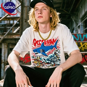 QZFSO 240 Gsm camiseta Hip Hop Streetwear fabricantes de ropa 100% ropa de algodón personalizado verano transpirable gráfico camiseta - Product Image 1