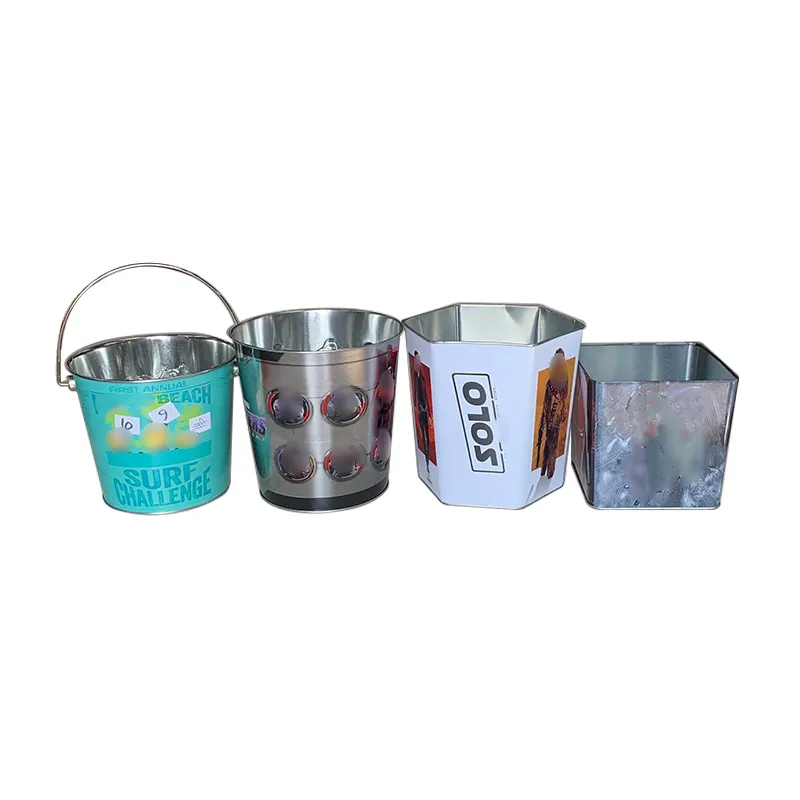 Hot Sale Custom Tin Bucket Food Metal Bucket Sundries Storage Popcorn Tins With Handle For Packaging Box
