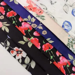 Wholesale Custom Digital Printed Satin Fabric 100% Polyester Silk for Women's Clothes Customizable Floral Design