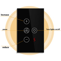Interrupteur mural tactile WiFi intelligent Zigbee AU/US pour ventilateur et éclairage, contrôle 5 vitesses par thyristor, compatible application, indice IP20, 10A