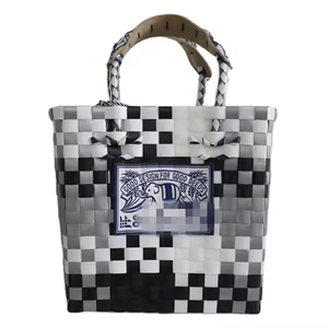 Multicolor <b>Woven</b> Straw Tote <b>Basket</b> Vintage Handbags Summer Fashion Large Capacity Beach Bag - Product Image 1