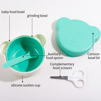 Lekvrije babyvoedingskom met deksel, sterke zuigkracht baby-afwenkomm, baby-eetkom, geschikt voor gezin en reizen