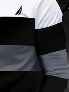 เสื้อเชิ้ตแขนยาวลำลอง เสื้อยืดแขนยาวคอกลมลำลองสำหรับผู้ชายพร้อมพิมพ์ลายดิจิตอล 3 มิติ ลายเรขาคณิต ขนาดกลาง - Product Image 3