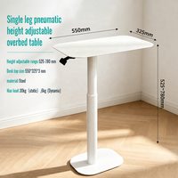 Table basse réglable en hauteur pneumatique, table d'appoint moderne à une seule jambe avec vérin à gaz en métal pour salon, petit espace