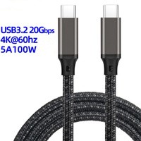 Kabel USB 3.1 Nylon Braided Tipe C Male ke Male 100W PD 5A Pengisian Cepat Kabel Data