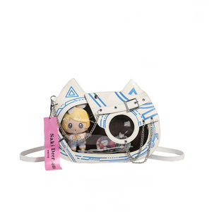 Personnalisable mignon chat transparent en PVC pour Ita sac à la mode fermeture à bouton sac de messager pour dames et filles forme personnalisée - Product Image 4