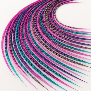 Plumas de Gallo Grizzly Naturales de Colores, Finas, de 25-30 cm, al por Mayor, para Atar Moscas, Extensiones de Cabello, Pendientes, Manualidades, Decoraciones - Product Image 5
