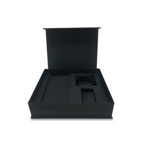 Cajas de embalaje de reloj de papel de tablero negro de lujo negro personalizado de alta calidad Cierre magnético para productos de botellas de perfume y pelucas - Product Image 4