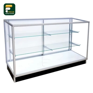 Escaparate de la tienda minorista Gabinete de vidrio de visión completa Escaparate de exhibición de vidrio templado con marco de aluminio y almacenamiento con cerradura - Product Image 1