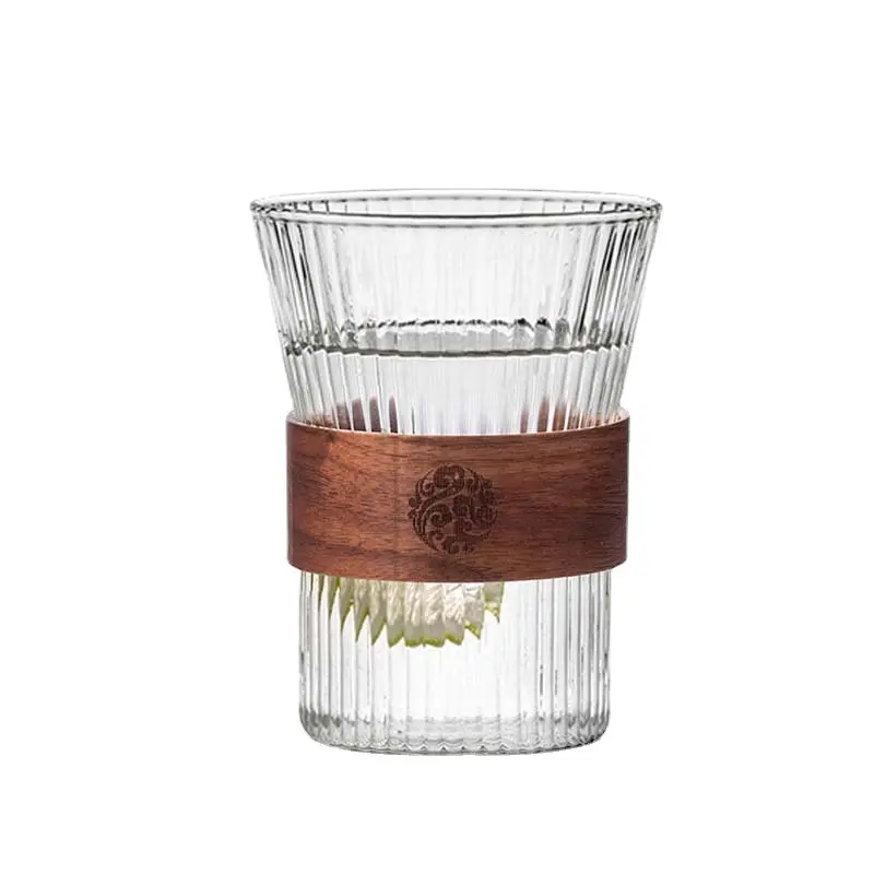 Glazen Koffiekopje Herbruikbare Koffiemok Met Houten Mouw Glaswerk Voor Thee Latte Americano Cappuccino Huishoudelijke Wijn Melk Drinkwaren