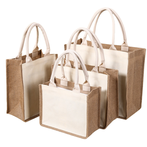 Personalized <strong>Custom</strong> Hand Painted <strong>Jute</strong> <strong>Tote</strong> <strong>Bag</strong> Blank Patchwork Cotton Linen Canvas Shopping Gift <strong>Bag</strong> for DIY <strong>Printing</strong> for Beach - Product Image 1