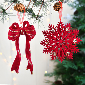 Boxed <b>Christmas</b> Decorations <b>Red</b> Flocking <b>Bow</b> Snowflake Letter Chandelier for Shopping Mall Windows Elegant <b>Tree</b> Accent Elegant - Product Image 2