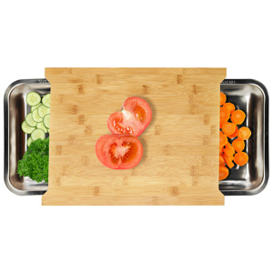 <span class=keywords><strong>Planche</strong></span> à découper <span class=keywords><strong>en</strong></span> <span class=keywords><strong>bois</strong></span> de bambou écologique de <span class=keywords><strong>grande</strong></span> taille avec plateau <span class=keywords><strong>en</strong></span> acier inoxydable 304 - Product Image 1