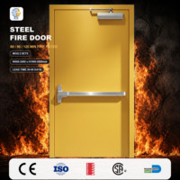 Porte d'urgence coupe-feu en acier à battant unique avec âme isolante, barre anti-panique, pour salle des machines, sous-sol, sur mesure, contemporaine