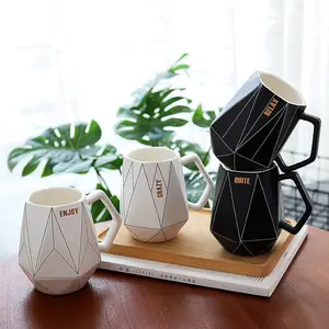 厂家直销创意多边形陶瓷办公咖啡牛奶情侣马克杯