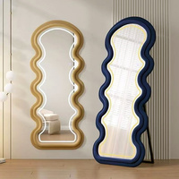 Miroir de salle de bain LED sur pied, design moderne, anti-buée, avec interrupteur tactile intelligent, affichage de la température et de l'heure