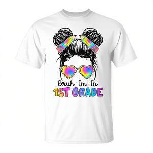 T-shirt pour filles de première année, manches courtes, col rond unisexe, design imprimé numérique inspiré de la vie scolaire - Product Image 2