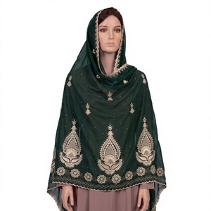 Wholesale Women Chiffon <b>Shawl</b> Paisley Embroidered Rhinestone Scallop Border Lightweight Breathable OEM ODM Custom - Product Image 1