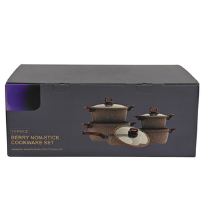 Bộ nồi chảo chống dính 15 món bằng nhôm, chất liệu đá granite <span class=keywords><strong>ceramic</strong></span>, kèm miếng lót chảo và dụng cụ lật thức ăn bằng silicon - Product Image 5