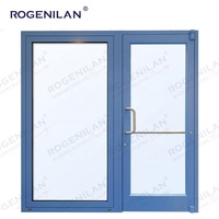Porte battante en aluminium à double vitrage coupe-vent pour extérieur de maison, modèle Rogenilan Studio House, idéale pour les portes de magasin.