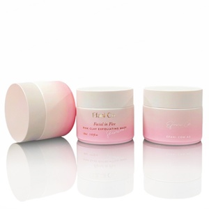 Custom Frosted Cosmetic Glass Container Gradient Matte Gradual Pink Skin Care Cream Jar 100g with Color Lid - Product Image 4