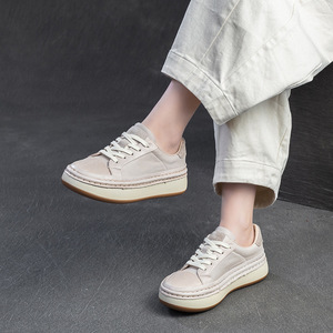 Zapatillas de Plataforma Versátiles Pintadas a Mano Estilo Retro, Primavera/Verano 2026, Deportivas y Sencillas con Tacón Bajo para Mujer - Product Image 2