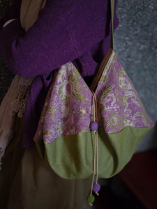 Sac à bandoulière Sapana Printemps/Été 2026 Color-Block, vert pomme et violet pâle contrastant, style floral pastoral - Product Image 3
