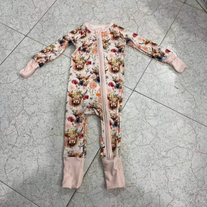 Оптовая продажа детской одежды из бамбука: повседневные пижамы для малышей (0-2 года) с длинными рукавами, двусторонние, на заказ, в наличии (RTS) - Product Image 1