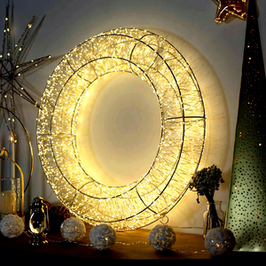 Guirlande <span class=keywords><strong>de</strong></span> décoration <span class=keywords><strong>de</strong></span> Noël en feutre <span class=keywords><strong>2022</strong></span>, nouvelle, à suspendre, peinture sur fil <span class=keywords><strong>de</strong></span> fer, anneau 3D, lumières <span class=keywords><strong>de</strong></span> crèche <span class=keywords><strong>de</strong></span> Noël avec 960 mini LED chaudes - Product Image 1