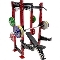 Suministro de fábrica: Mini gimnasio doméstico colorido con rack de potencia, barra de dominadas, banco ajustable, rack Smith compacto y multifuncional