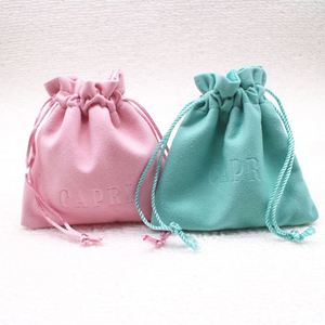 ถุงกำมะหยี่สีน้ำเงินพิมพ์โลโก้ตามสั่ง พร้อมเชือกผูกปิด ใช้ซ้ำได้ สำหรับใส่ของขวัญ เครื่องประดับ และกันฝุ่น - Product Image 4