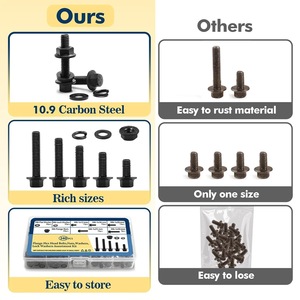 M6 <b>Flange</b> Head <b>Bolt</b> Nut Washer Kit 12 16 20 25 30mm 240pcs Black Steel Construction Grade A - Product Image 4