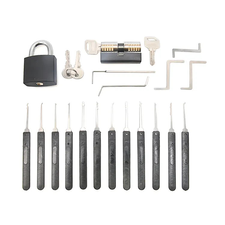Kit de ferramentas kaba com fechadura transparente, 17 peças, casa, cruz, palheta de fechadura, ferramentas para abrir