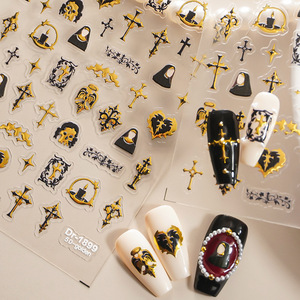 Autocollants 5D en relief pour Halloween, motifs croix dorées en relief pour nail art, coques de téléphone et décoration artisanale DIY - Product Image 5