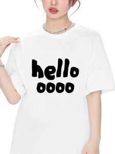 2025 estate <span class=keywords><strong>abbigliamento</strong></span> donna rosa rossa girocollo t-Shirt all'ingrosso manica corta stile Casual semplice Designer <span class=keywords><strong>Hello</strong></span> Letter Shirt - Product Image 4