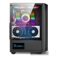 Boîtier d'ordinateur ATX AntarcChill en verre avec ventilateurs, poignée LED, boîtier PC Micro ATX
