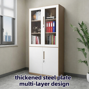 Metal Filing Cabinet with Glass Doors Lockable <b>Office</b> Storage <b>Unit</b> Minimalist Design for Commercial Use - Product Image 4
