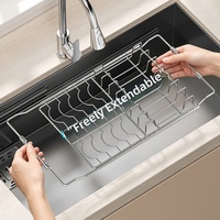 YOTO Panier de vidange réglable en acier inoxydable pour évier, bac de drainage multifonctionnel pour cuisine, évier télescopique pour lavage de légumes