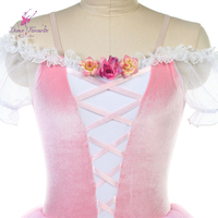 Tutu de ballet long rose en velours romantique 25013, costume de danse préféré de Giselle, tenue de spectacle pour danseurs