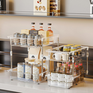 Rak penyimpanan kosmetik, 2 lapisan bening plastik dapat ditumpuk <span class=keywords><strong>Makeup</strong></span> Desktop laci penyimpanan <span class=keywords><strong>Organizer</strong></span> geser - Product Image 6
