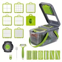 Amz Kitchen Handmatige Groentehakker Snijder Fruit- en Groentesnijder Roestvrijstalen Lemmet ABS Plastic Vaatwasmachinebestendig 1 Stuk