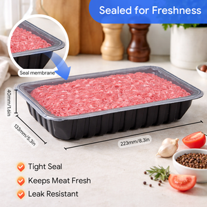 Barquette d'emballage alimentaire surgelé en PP noir jetable pour viande, personnalisable, pour supermarché, procédé thermoformage - Product Image 2