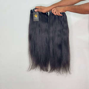 Cheveux humains bruts 100 % naturels d'Inde, non traités, fournisseur de mèches d'extensions de cheveux humains raides bruts - Product Image 1
