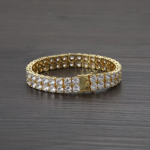 10mm Double Row Tennis <b>Bracelet</b> Double Row <b>Copper</b> Zirconia Hip Hop <b>Bracelet</b> Tanjing Fashion Lijing Necklace - Product Image 2