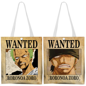 9 diseños 37*33cm <span class=keywords><strong>Luffy</strong></span> Zoro bolso de hombro de lona dibujos animados de doble cara diferentes patrones Anime HD impresión bolso documentos bolsa - Product Image 4