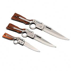 سكين جيب للتخييم والبقاء على قيد الحياة من الفولاذ المقاوم للصدأ مع ضوء ومقبض خشبي قابل للتخصيص - أدوات يدوية جديدة بسعر المصنع - Product Image 1