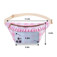 Sac banane léger en nylon pour femme avec motif personnalisé, joli, à volants et fermeture éclair, pour le quotidien