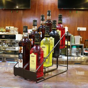 Hot Bán Hiển Thị Giá Siêu Thị Đen Rose Gold Bàn 4 Tầng Dây Kim Loại Chai Rượu Vang Giá Chủ Syrup Chai Kim Loại Giá - Product Image 3